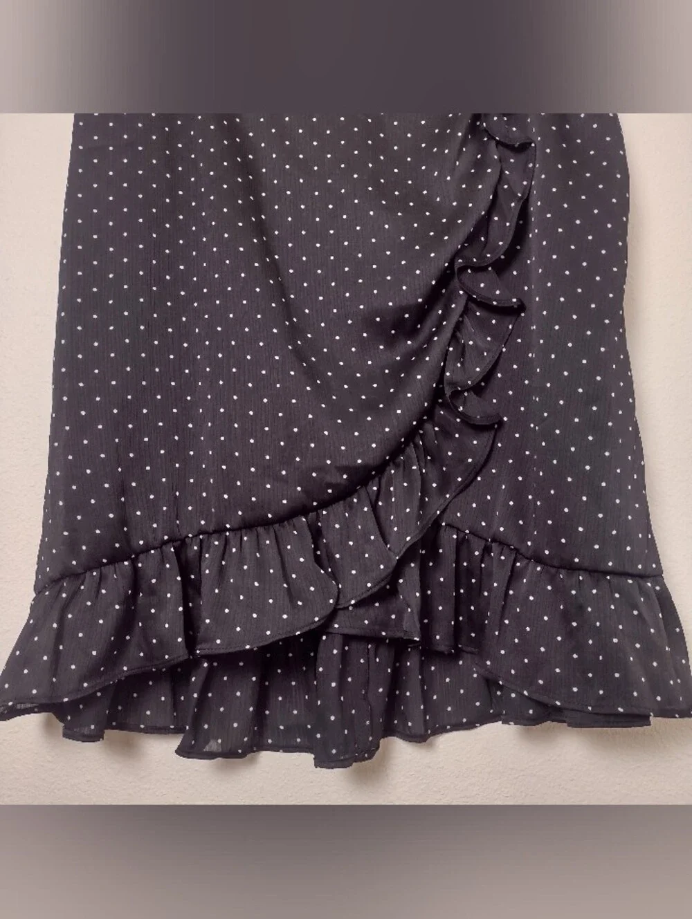 Old Navy NWT Polkadot Crinkle-Crepe Faux Wrap Ruffle Knee Length Mini Skirt XL